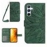 Peňaženkové kožené puzdro Sunflower Embossed na Galaxy A55 5G - Zelená