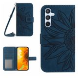Peňaženkové kožené puzdro Sunflower Embossed na Galaxy A55 5G - Atramentovo modrá