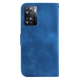 Peňaženkové kožené puzdro 7-Shaped Embossed na Oppo A57 / A57s - Modrá
