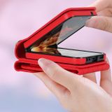 Peňaženkové kožené puzdro V-Shaped na Samsung Galaxy Z Flip 5 - Červená