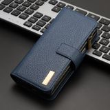 Peňaženkové kožené puzdro Litchi na Samsung Galaxy Z Fold4 - Modrá
