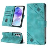 Peňaženkové kožené puzdro Skin-feel Embossed na Galaxy A55 5G - Zelená