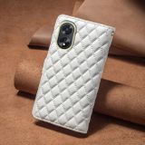 Peňaženkové kožené puzdro Diamond Lattice Zipper na Oppo A38 - Biela