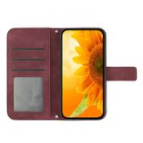 Peňaženkové kožené puzdro Sunflower Embossed na Moto G54 5G / G54 5G Power Edition - Vínovo červená