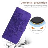 Peňaženkové kožené puzdro Sun Flower na Motorola Edge 40 Neo - Tmavo fialová