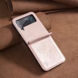 Kožený kryt Butterflies na Samsung Galaxy Z Flip4 - Ružové zlato