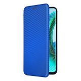 Peňaženkové kožené puzdro Carbon na Honor Magic6 Lite - Modrá
