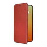 Peňaženkové kožené puzdro Carbon na iPhone 15 Pro Max - Hnedá