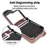 Peňaženkové kožené puzdro Rhombic na Samsung Galaxy Z Flip 5 - Ružovozlatá