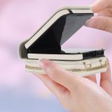 Peňaženkové kožené puzdro Rhombic na Samsung Galaxy Z Flip 5 - Biela