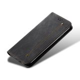 Peňaženkové kožené puzdro Denim na Oppo A38 - Čierna