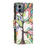 Peňaženkové kožené puzdro Colored Drawing Pattern na Motorola G14 - Big Tree