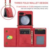 Peňaženkové kožené puzdro DG.MING Magnetic na Samsung Galaxy Z Flip 5 - Červená