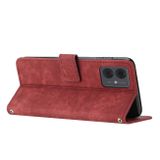 Peňaženkové kožené puzdro Skin Feel Stripe na Motorola G14 - Červená