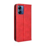 Peňaženkové kožené puzdro Magnetic Buckle na Motorola G14 - Červená