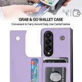 Peňaženkové kožené puzdro Buckle Pen na Samsung Galaxy Z Fold4 - Fialová
