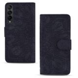 Peňaženkové kožené puzdro Mandala na Samsung Galaxy Z Fold4 - Čierna