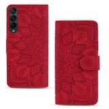 Peňaženkové kožené puzdro Mandala na Samsung Galaxy Z Fold4 - Červená
