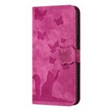 Peňaženkové kožené puzdro Butterfly Cat na Xiaomi 14 Pro - Ružová