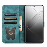 Peňaženkové kožené puzdro Butterfly Cat na Xiaomi 14 Pro - Zelená