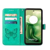 Peňaženkové kožené puzdro Butterfly na Motorola Moto G04/ G24 - Zelená