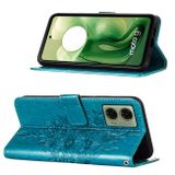 Peňaženkové kožené puzdro Butterfly na Motorola Moto G04/ G24 - Modrá