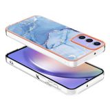 Gumený kryt Electroplating Marble na Galaxy A15 4G/ 5G - Modrá