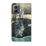 Peňaženkové kožené puzdro Painting Pattern na Motorola G14 - Cat Tiger