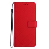 Peňaženkové kožené puzdro Rhombic Grid Texture na Galaxy A35 5G - Červená