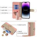 Peňaženkové kožené puzdro Crossbody na OPPO Reno11 F 5G - Ružová