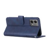 Peňaženkové kožené puzdro Calf Buckle na Motorola Edge 40 Neo - Modrá