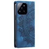 Peňaženkové kožené puzdro Totem na Xiaomi 14 Pro - Modrá