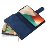 Peňaženkové kožené puzdro Frosted Zipper na Xiaomi Redmi Note 13 - Modrá