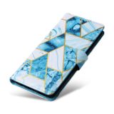 Peňaženkové 3D puzdro Marble na Samsung Galaxy S24 Plus 5G - Modrá