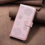Peňaženkové kožené puzdro Four-leaf na Xiaomi Redmi Note 13 4G - Ružová