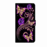 Peňaženkové 3D puzdro na Xiaomi 14 Pro - Purple Flower Butterfly