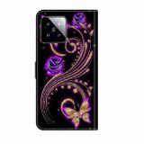 Peňaženkové 3D puzdro na Xiaomi 14 Pro - Purple Flower Butterfly