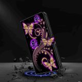 Peňaženkové 3D puzdro na Xiaomi 14 Pro - Purple Flower Butterfly