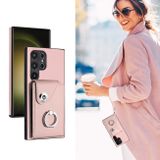 Ring Holder kryt Card Bag na Samsung Galaxy S24 Ultra 5G - Ružová