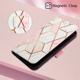 Peňaženkové kožené puzdro Marble Pattern na Galaxy A35 5G - Ružovo biela