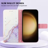 Peňaženkové kožené puzdro Marble Pattern na Samsung Galaxy S24 Plus 5G - White Purple