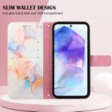 Peňaženkové kožené puzdro Marble Pattern na Galaxy A55 5G - Galaxy Biela