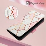 Peňaženkové kožené puzdro Marble Pattern na Galaxy A55 5G - Biela a Ružová