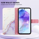 Peňaženkové kožené puzdro Marble Pattern na Galaxy A55 5G - Biela a Fialová