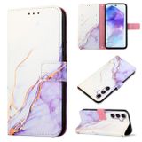 Peňaženkové kožené puzdro Marble Pattern na Galaxy A55 5G - Biela a Fialová