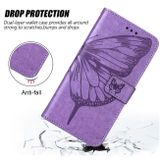 Peňaženkové kožené puzdro Embossed Butterfly Leather na Galaxy A55 5G - Ružovo zlatá