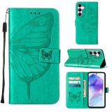 Peňaženkové kožené puzdro Embossed Butterfly Leather na Galaxy A55 5G - Zelená