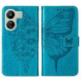 Peňaženkové kožené puzdro Butterfly na Xiaomi Redmi 13C - Modrá