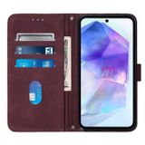 Peňaženkové kožené puzdro Crossbody 3D Embossed na Galaxy A55 5G - Vínovo červená