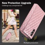 Peňaženkové kožené puzdro Rhombic Zipper na Samsung Galaxy S24 Plus 5G - Ružové zlato